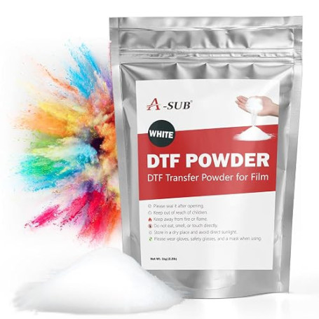 A-SUB Poudre de transfert DTF, 1 kg de poudre de transfert blanche, colle thermofusible pour sublimation, fonctionne avec film D