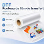 Ticfox Rouleau de Feuilles de Transfert DTF, 33 cm x 100 m Papier Transfert Pet Mat Pré-Traité, Papier de Transfert Transparent