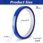 Fyguard Lot de 5 rouleaux de ruban adhésif résistant à la chaleur - 10 mm x 30 m - Bleu - Protection contre la chaleur - Pour su