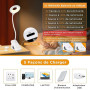 Akynite 3W Lampe de Lecture au Lit Rechargeable à Pince, Type C Charge, 5 Couleur et 5 Intensité, Lampe de Chevet Tactile sans F