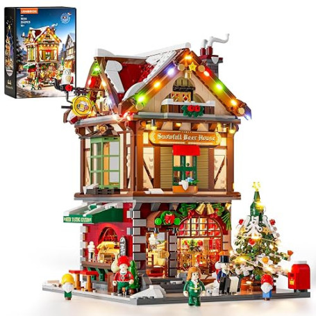 Lumibricks Vie de Ville Pub de Noël, Construction Modulaire avec Lumières LED Dynamiques, Musique de Noël et Audio Personnalisé,