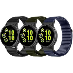 Hgsxst Lot de 3 bracelets en nylon de 20 mm compatibles avec Garmin Vivoactive 5/Vivoactive 6, Sport Solo Loop pour Garmin Forer
