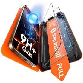 TAURI Lot de 2 Verre Trempé Pour iPhone 16 Pro Max | Sans Bulle, Film Protection avec Installation 1 Étape et Outil, Dépoussiéra