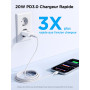 Chargeur USB C, Chargeur Rapide iPhone 17 16 15 2Pack 20W Prise USB C avec Câble USBC 2M,Chargeur TypeC Rapide,Chargeur pour iPh