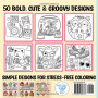 Bold and Easy Coloring Book for Adults: Cute Relaxation Comfy and Groovy Designs for Women