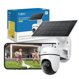 Tapo C610 Kit 2K 3MP Caméra WiFi Extérieur sans Fil avec Panneau Solaire, 360° PTZ Caméra Surveillance à Batterie 6700mAh, Détec