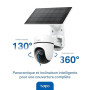 Tapo C610 Kit 2K 3MP Caméra WiFi Extérieur sans Fil avec Panneau Solaire, 360° PTZ Caméra Surveillance à Batterie 6700mAh, Détec