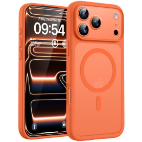TOCOL Coque pour iPhone 17 Pro Max, Compatible avec MagSafe, Orange | Anneau Magnétique Intégré, Protection de l'objectif Amélio