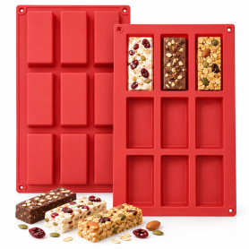 loxeu Moule Silicone Rectangulaire pour Barres de Céréales 9 Alvéoles 2 Pcs | Moule Antiadhésifs Lavables à Chocolat pour truffe