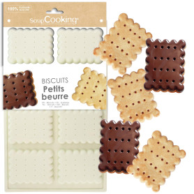 ScrapCooking - Moule Silicone 8 Petits Beurres - Moule Biscuits - Apte Four & Congélateur - Pâtisserie Gâteau Enfant - Ustensile