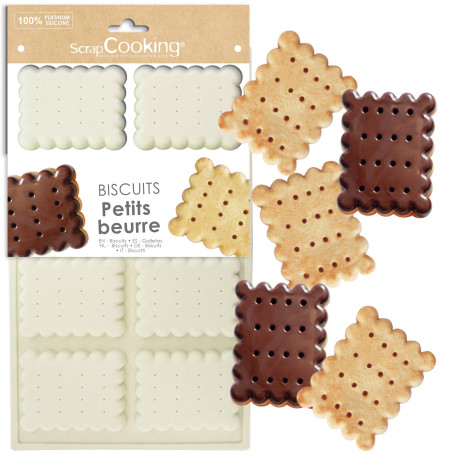 ScrapCooking - Moule Silicone 8 Petits Beurres - Moule Biscuits - Apte Four & Congélateur - Pâtisserie Gâteau Enfant - Ustensile