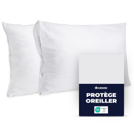 Dreamzie - Protège Oreiller 50x70cm Imperméable - Fermeture Zip - Lot de 2 | Certifié Oeko-Tex· Anti-Punaise de lit · Anti-Tâche