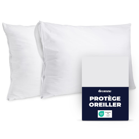 Dreamzie - Protège Oreiller 50x70cm Imperméable - Fermeture Zip - Lot de 2 | Certifié Oeko-Tex· Anti-Punaise de lit · Anti-Tâche