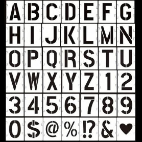 REEKNOKOL Lot de 42 pochoirs réutilisables pour Lettres de l'alphabet, pochoirs à Chiffres, modèles de Chiffres et de Lettres im