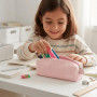 Q Kalon - Trousse Scolaire Rose | 1 Compartiment, Trousse Multifonction, Polyester Résistant, Dimensions 22,5x6x6 cm, Fourniture