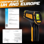 Thermomètre Infrarouge -50℃~600℃ Thermomètre Laser Numérique Sans Contact pour Cuisine, Pizza, Four, Réfrigérateur, Aliments, Ré