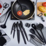 RAXCO Lot de 18 pi¨¨ces couteaux de cuisine avec bloc, ustensiles de cuisine avec set de 5 pi¨¨ces de couteaux et 7 pi¨¨ces de s