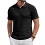 Runcati Polo à manches courtes en tricot pour homme - Coupe droite - Couleur unie - Boutonnière - Polo de golf basique pour les 