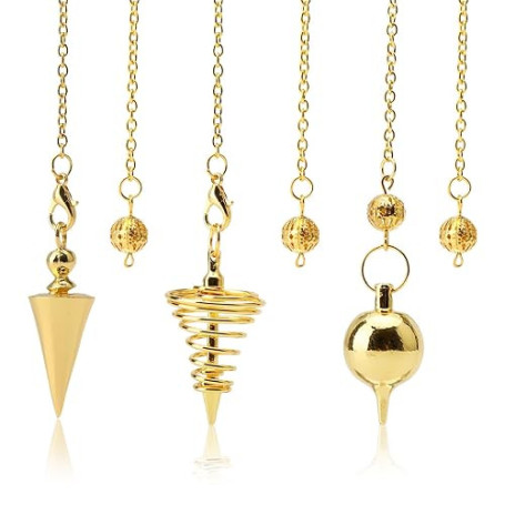 3 Pièces Pendule Divinatoire, Pendule Radiesthesie, Pendules en Cuivre Doré | Métal pour ésotérisme Divination, Accessoires de T