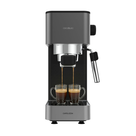 Cecotec Machine à Café Expresso Manuelle Cafelizzia 690 Grey. 1230-1465 W, Pompe 20 Bars, 1 ou 2 Tasses, Buse Vapeur, Réservoir 