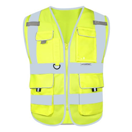 HYCOPROT Gilets de Sécurité Gilet de Sécurité Haute Visibilité Sécurité Gilet Réfléchissant Executive Manager Workwear Veste Zip