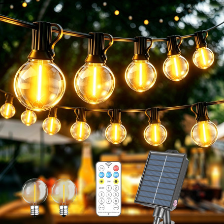 Kemoribe 10M LED Guirlande Lumineuse Exterieure Solaire, Guirlande Solaire Remote Guirlande Exterieur Lumineuse Guinguette Exter