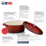 kela Cocotte en fonte ovale 9,3 litres, induction Cocotte en fonte avec couvercle, convient au four CALIDO, fonte émaillée