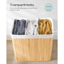 SONGMICS Panier à Linge 150 L, Couvercle, Bambou | Corbeille Linge Sale, Sac Amovible Lavable en Machine, Poignées, Pliable, Bua