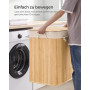 SONGMICS Panier à Linge 150 L, Couvercle, Bambou | Corbeille Linge Sale, Sac Amovible Lavable en Machine, Poignées, Pliable, Bua