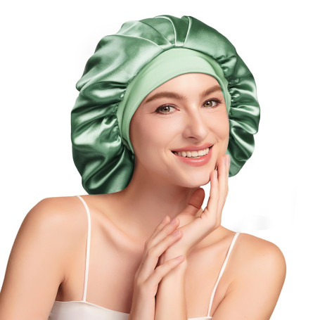 Umisleep Bonnet Soie Cheveux Nuit 22 Momme, Doublure Soie de Mûrier, Doux | 100 % Soie 6A, Double Couche, Grande Taille pour Che