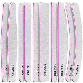 FANDAMEI 10 Pcs en 5 Formes Lime à Ongles Professionnelles Limes à ongles, Grain 100/180 Double Faces Polissage Ponçage, Pour la