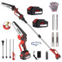 TEENO Tronçonneuse électrique 2-en-1丨Avec rallonge télescopique détachable | Guide-chaîne 2*6 pouces丨2 batteries 4 Ah丨2 chaînes丨