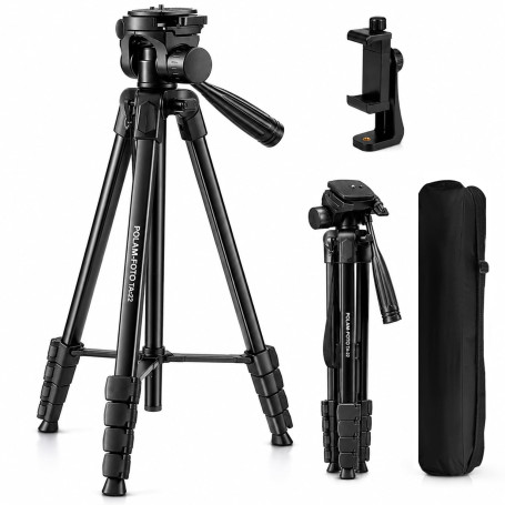 POLAM-FOTO Trépied pour appareil photo de 172,7 cm, en alliage d'aluminium léger avec support de téléphone, sac de transport, no