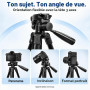 POLAM-FOTO Trépied pour appareil photo de 172,7 cm, en alliage d'aluminium léger avec support de téléphone, sac de transport, no