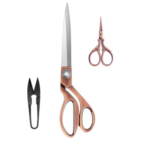 KUONIIY Lot de ciseaux de couture professionnels en acier inoxydable-cuivre (25,4 cm) pour la coupe de tissu, y compris petits c