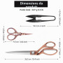 KUONIIY Lot de ciseaux de couture professionnels en acier inoxydable-cuivre (25,4 cm) pour la coupe de tissu, y compris petits c