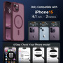 Oududianzi - Magnétique Coque pour iPhone 15 Magsafe Case, Bordeaux | Housse de Arrière Translucide Givrée PC, TPU Silicone Bump