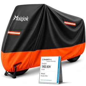 Maizjok® Bâche Moto Extérieur Étanche, Housse Moto Imperméable 210D | Protection Pluie Poussière UV, Hiver Été, pour Sportive, R
