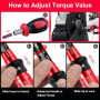 ATsafepro Clé Dynamométrique 1/4", 3-25 Nm, Kit 61 Pièces avec Tournevis Magnétique, Tête Réversible, Précision ±3%, pour Vélo,