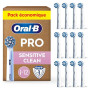 Oral-B Brossettes de Rechange Sensitive Clean, lot de 12, Blanches | Recharges Brosse à Dents Électrique Pro avec des Brins Ultr
