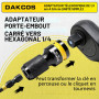 DAKCOS Adaptateur douille porte embout, carré 1/2" - embout hexagonal 1/4" | Mandrin à Libération Rapide, Adaptateur pour clé à 