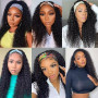 Perruque Bandeau Cheveux Femme Bresilienne Bouclée 14 Pouces Court Kinky Curly Headband Wig Human Hair 180% Densité Non Lace Fro