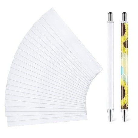nbeads 350 Pcs Film Rétractable de Sublimation pour Stylo, Film Rétractable pour Capuchon de Stylo Support Vierge en Plastique 1