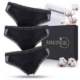 Lot 3 Culottes Menstruelles Ultra Absorbante Coton Bio + Sac Lavage