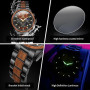 OLEVS Montre chronographe Homme à Quartz Japonais : Bracelet en Bois Massif ou Acier Inoxydable, étanche, Classique et élégante