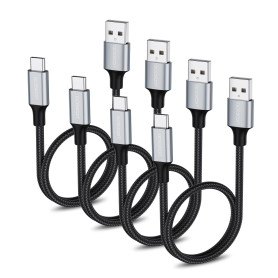 aceyoon Lot de 4 Câbles USB vers USB C, 50 cm, en Nylon Tressé, pour Galaxy S24/S23/S22, Huawei, Google Pixel, OnePlus