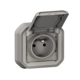 LEGRAND | Prise De Courant Standard Plexo, Gris Encastré, Étanche IP55 Contre Poussières Et Projections D'Eau, Résistance Aux Ch