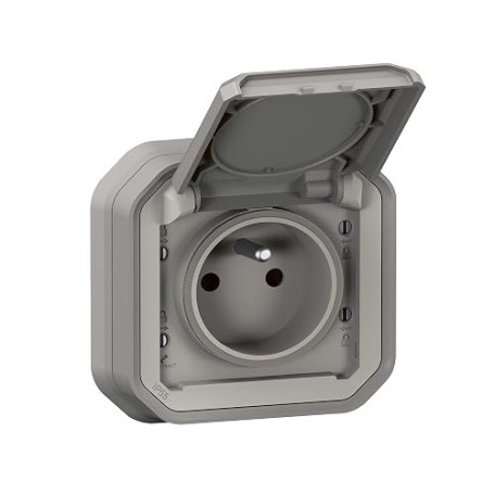 LEGRAND | Prise De Courant Standard Plexo, Gris Encastré, Étanche IP55 Contre Poussières Et Projections D'Eau, Résistance Aux Ch