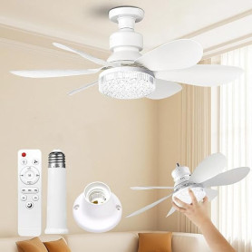 FIBRAVE Ventilateur de Plafond avec Lumière et Telecommande, 52CM | 30W 1800 Lumen 3000-6500K 3 Couleurs & 3 Vitesses, avec Doui
