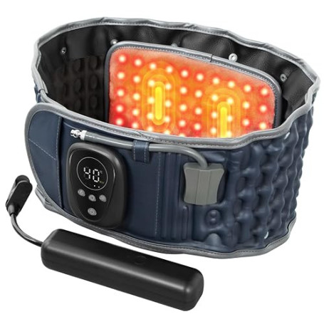 HONGJING Ceinture Dorsale Décompressante Chauffante Lumière Rouge Massage | Soutien Lombaire Gonflable pour la Douleur Lombaire,
